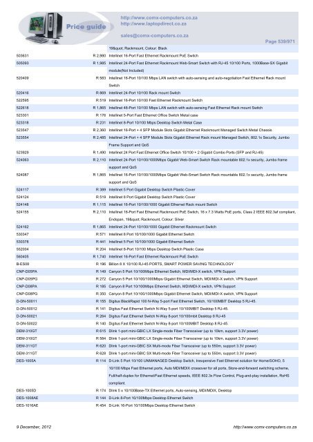 ComX Computers price list