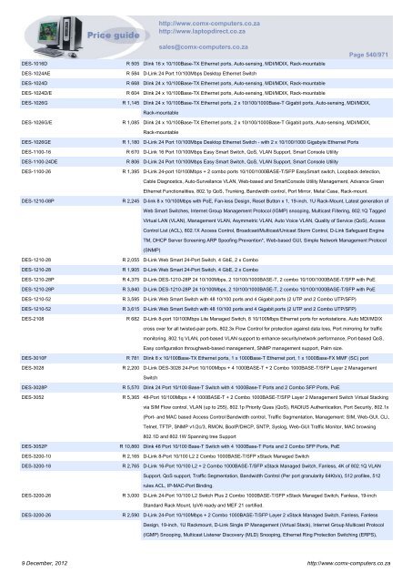 ComX Computers price list