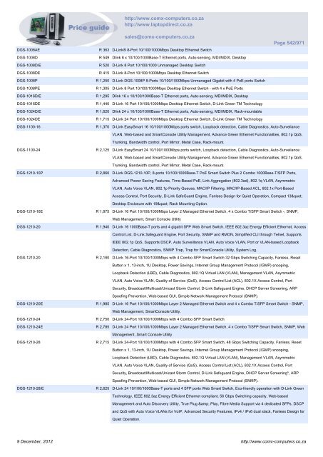 ComX Computers price list