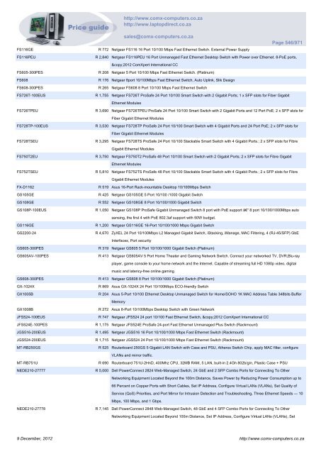 ComX Computers price list