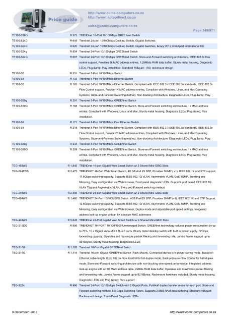 ComX Computers price list