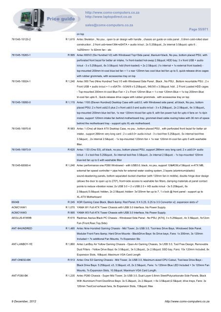 ComX Computers price list