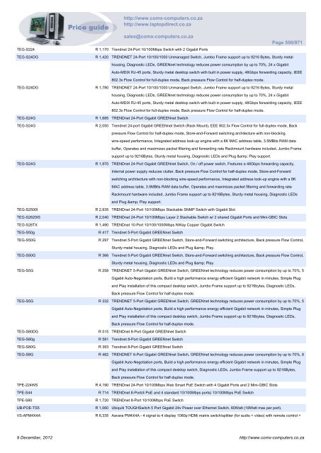 ComX Computers price list