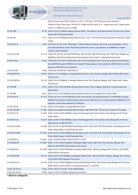 ComX Computers price list