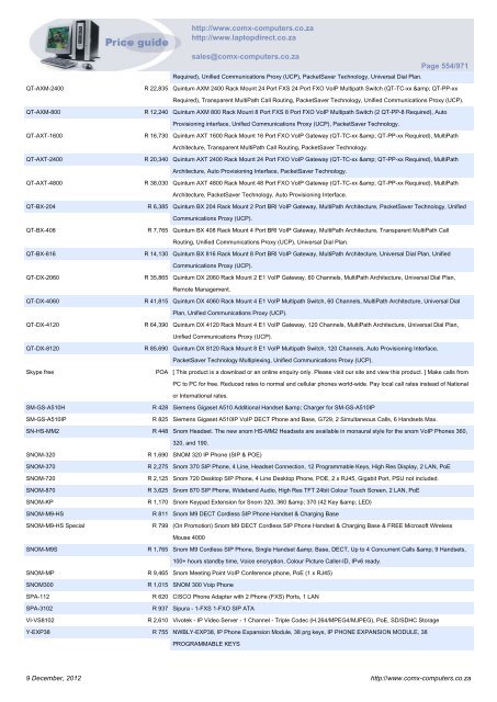 ComX Computers price list