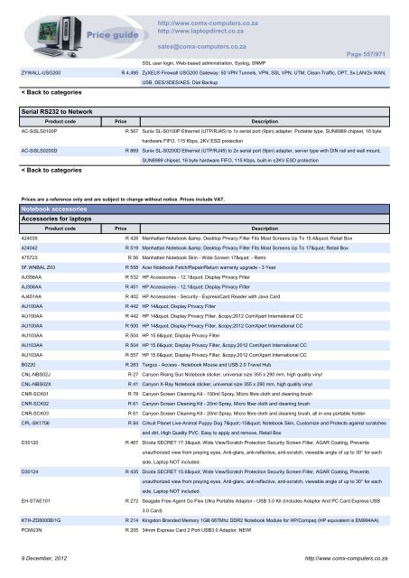 ComX Computers price list