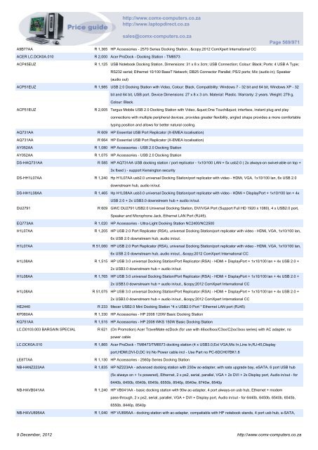 ComX Computers price list