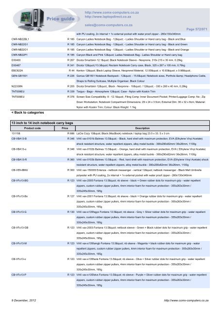 ComX Computers price list