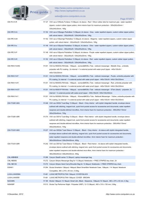 ComX Computers price list