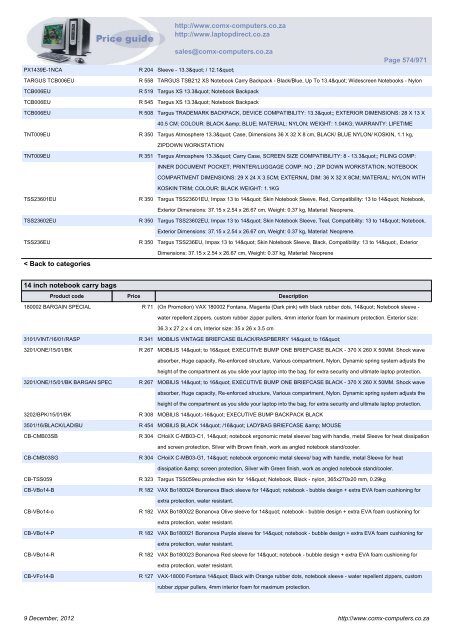 ComX Computers price list