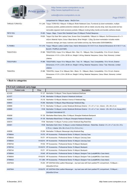 ComX Computers price list