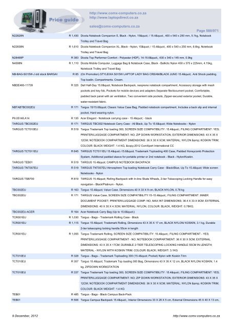 ComX Computers price list