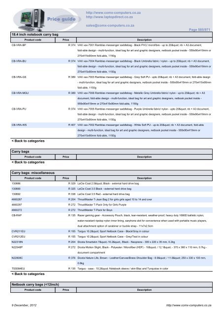 ComX Computers price list