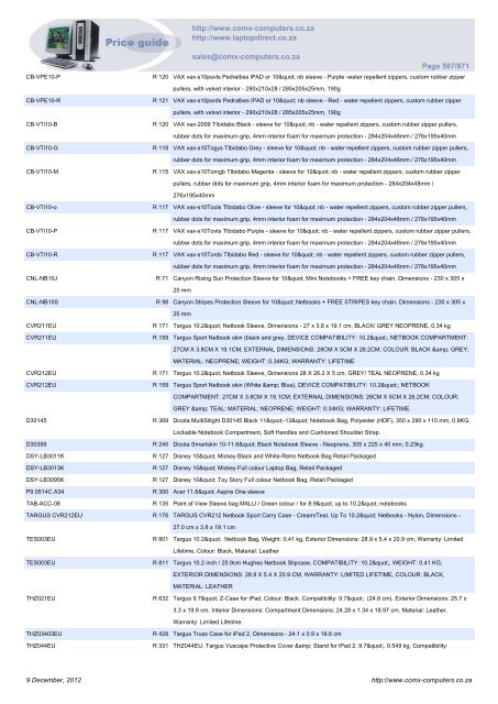 ComX Computers price list