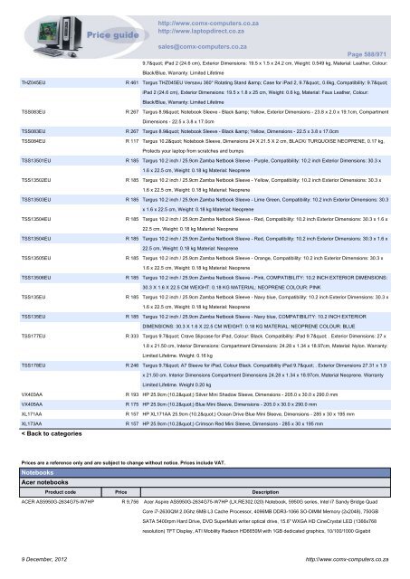 ComX Computers price list