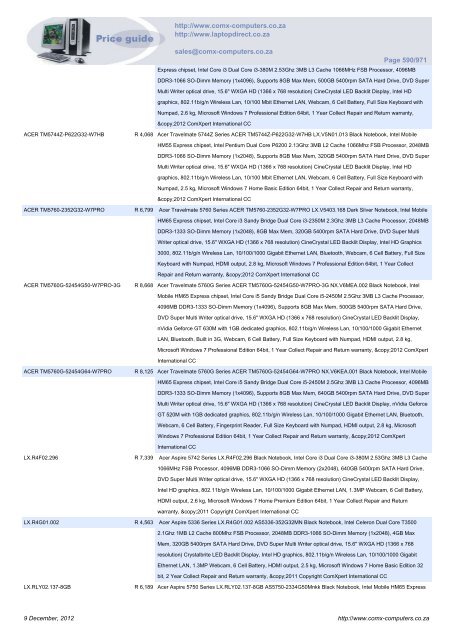 ComX Computers price list