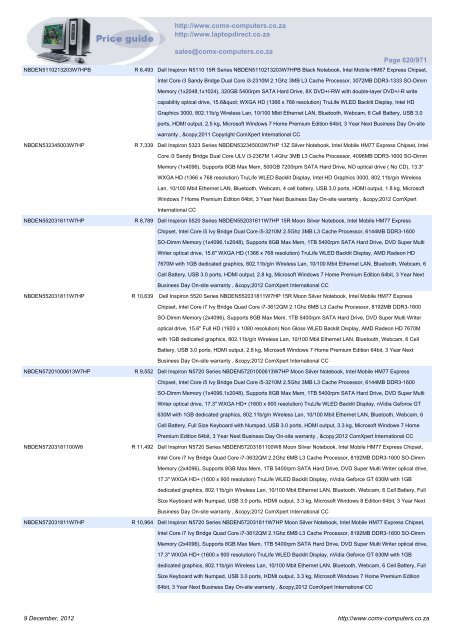 ComX Computers price list