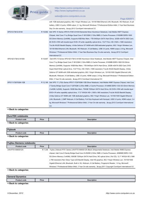 ComX Computers price list