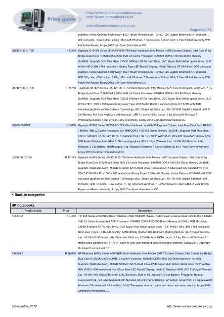 ComX Computers price list