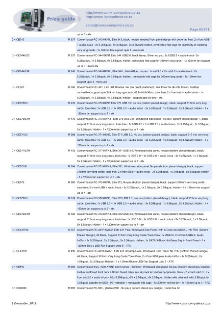 ComX Computers price list