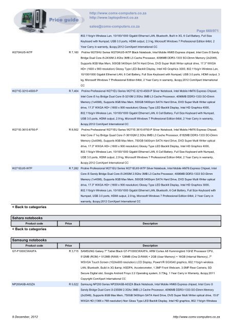 ComX Computers price list