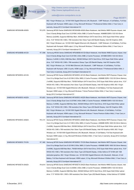 ComX Computers price list