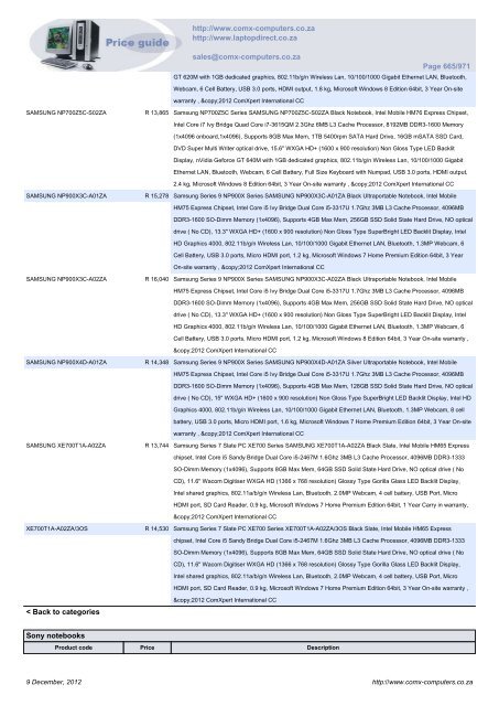 ComX Computers price list