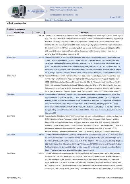 ComX Computers price list