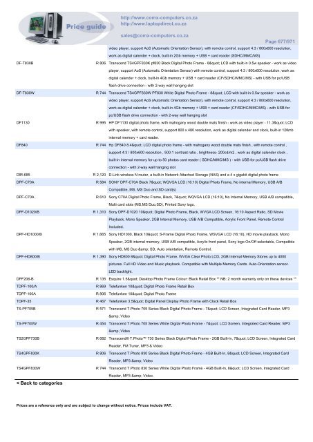 ComX Computers price list