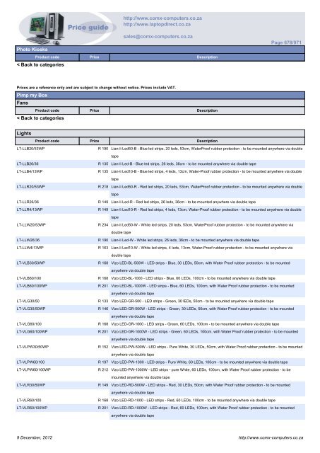 ComX Computers price list