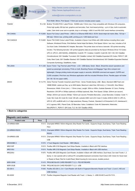 ComX Computers price list