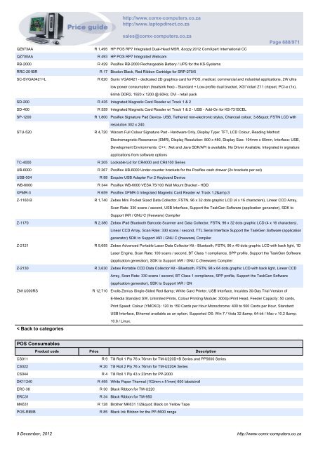 ComX Computers price list