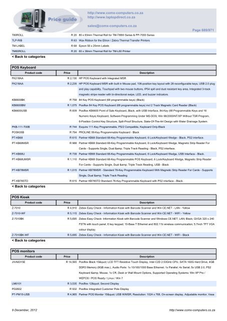 ComX Computers price list