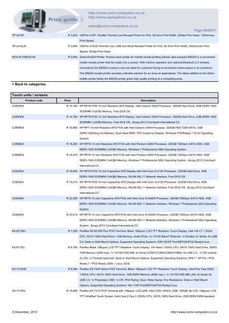 ComX Computers price list