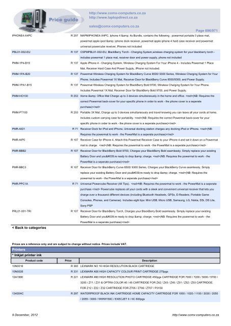 ComX Computers price list