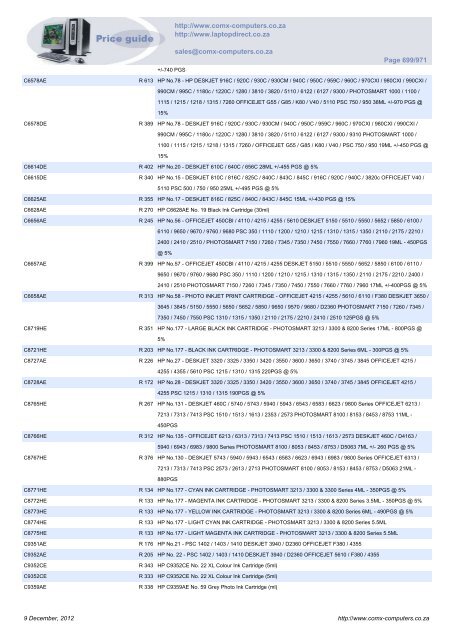 ComX Computers price list