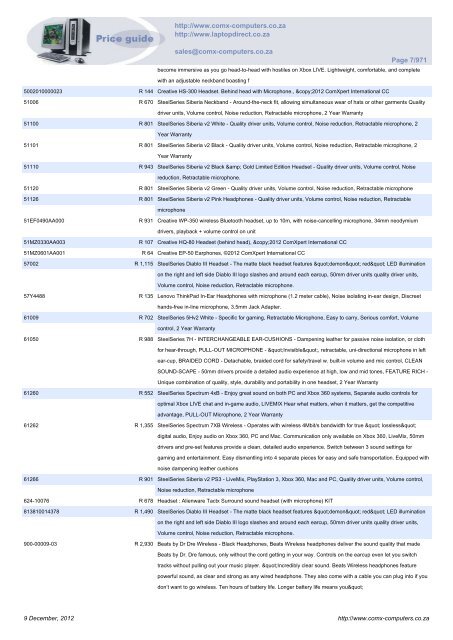 ComX Computers price list