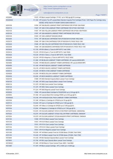 ComX Computers price list