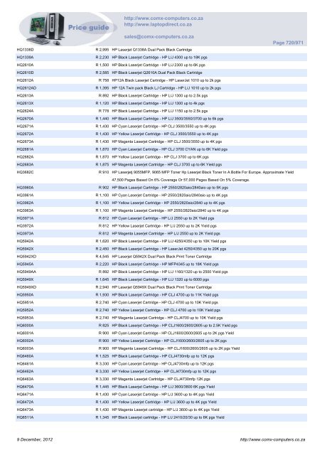 ComX Computers price list