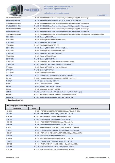 ComX Computers price list