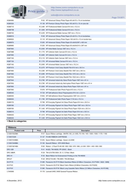 ComX Computers price list