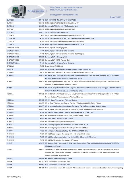 ComX Computers price list