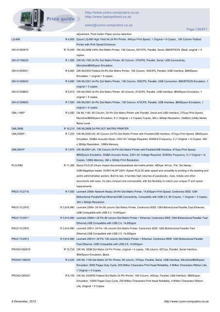 ComX Computers price list