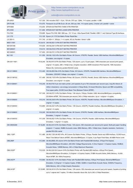 ComX Computers price list