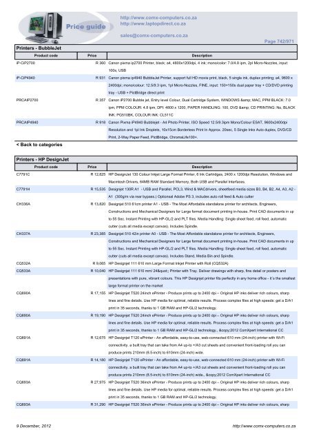 ComX Computers price list