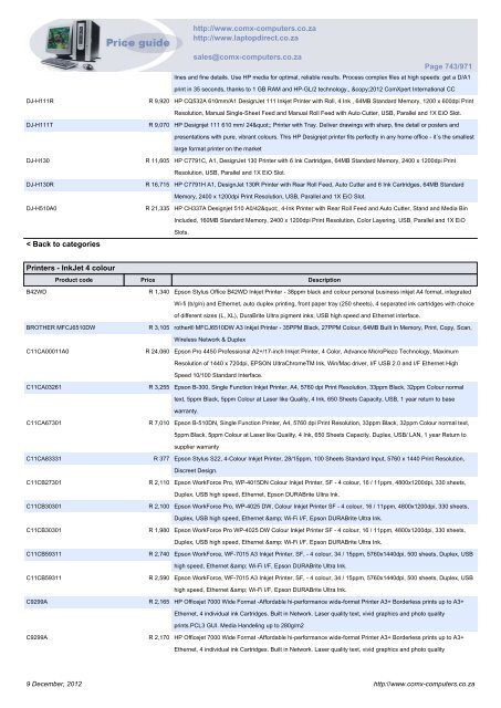 ComX Computers price list