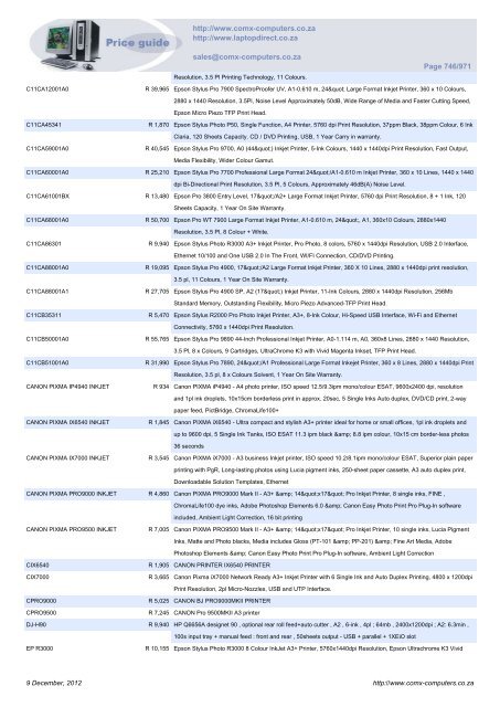 ComX Computers price list