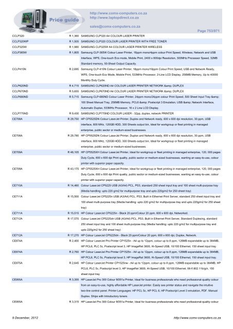 ComX Computers price list