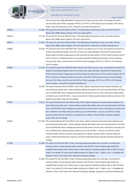 ComX Computers price list