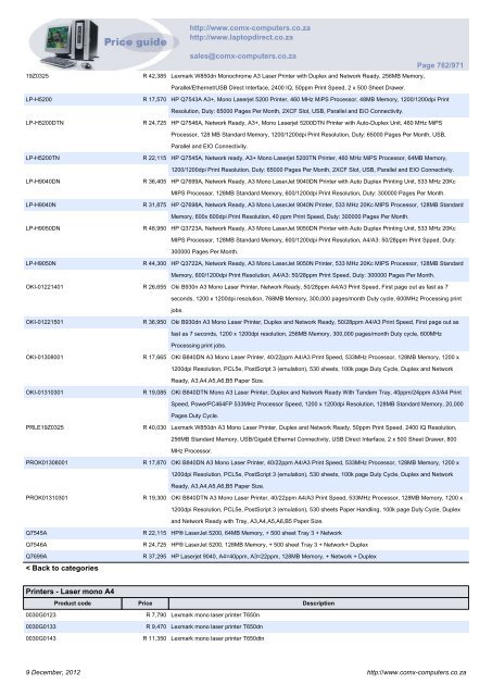 ComX Computers price list